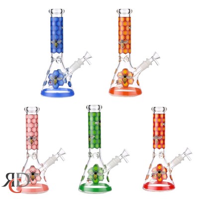 WATER PIPE BEAKER GLOW IN DARK HONEY BEE WP12058 1CT